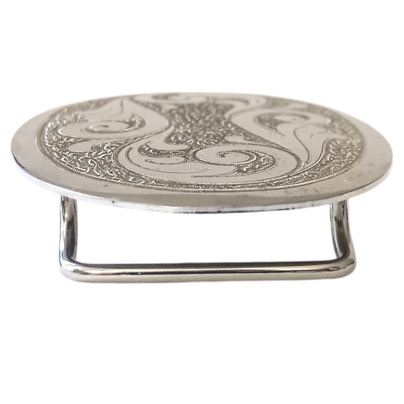 Frye Belt Buckle Etched German Silver Western Vintage Southwestern Cowgirl - Picture 7 of 14